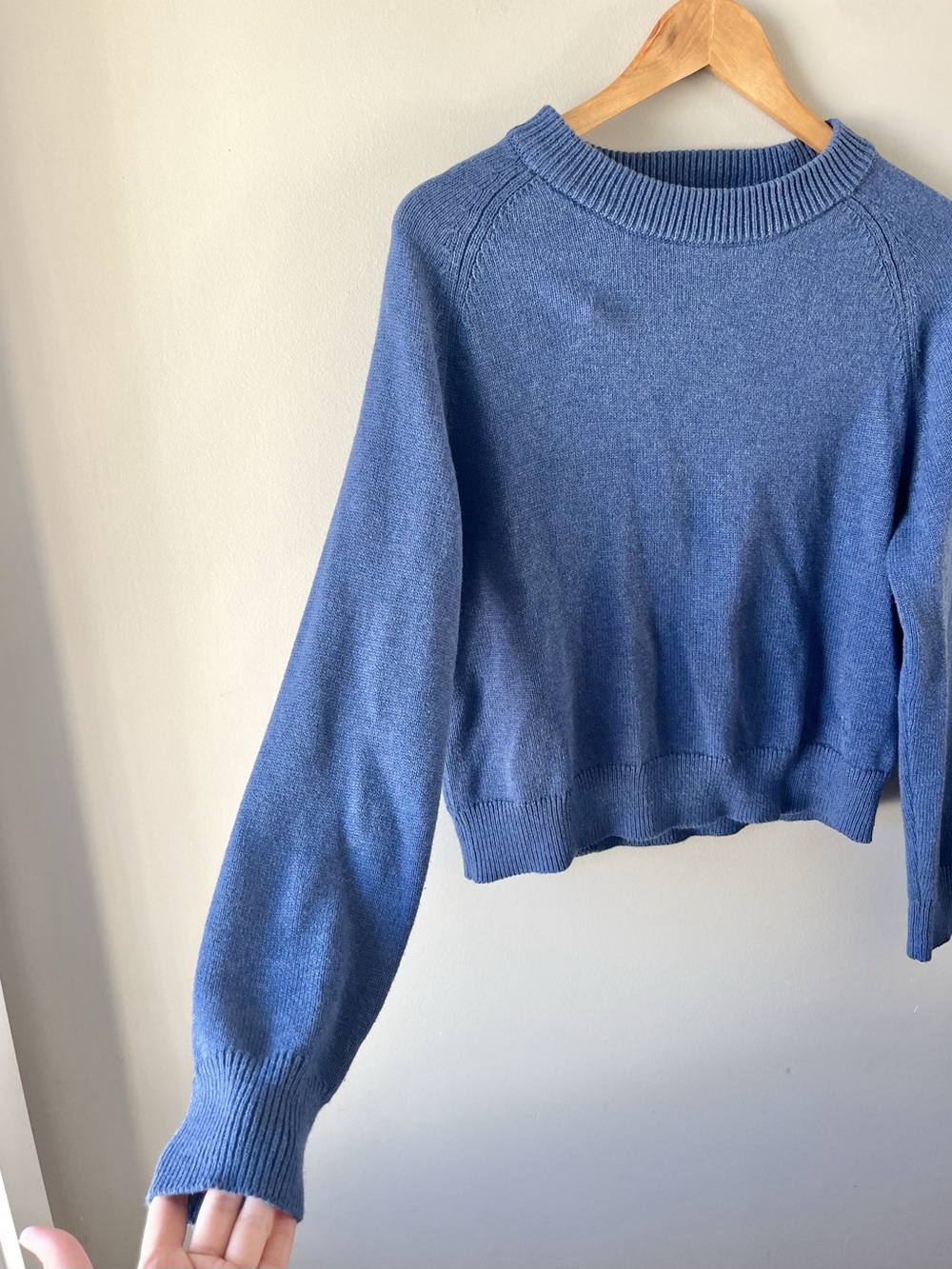 Calvin Klein Blue Cotton Crewneck Sweater Size Medium - Cottagecore Cabincore - Picture 4 of 8